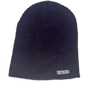 Neff Beanie Hat Dark Purple Plum Snowboard Skater Knit Slouchy Cuffed One Size